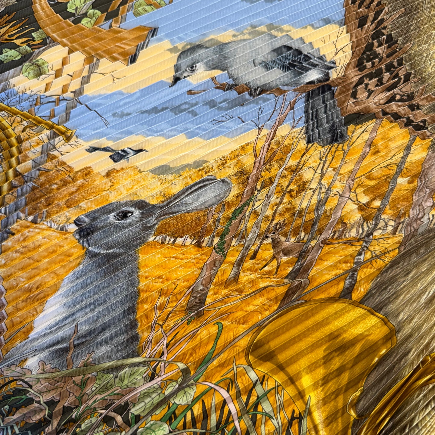 Hermès carré plissé « chasse au bois »