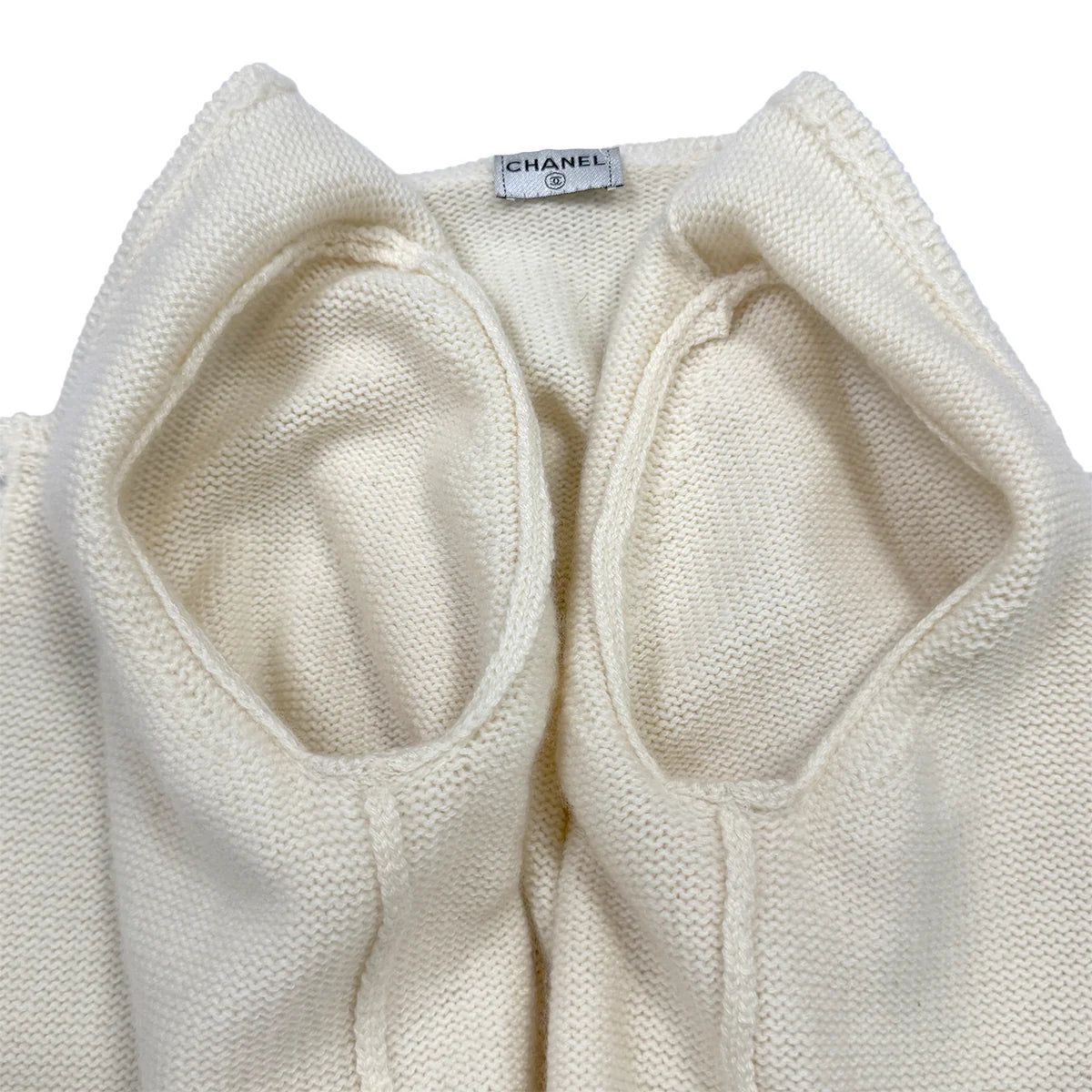 CHANEL KNITTING LACE CARDIGAN SKIRT SET IVORY CASHMERE 36 06C RTW
