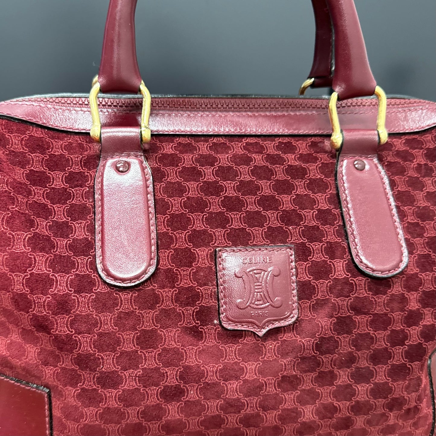 Sac Céline Boston en veau velours bordeaux