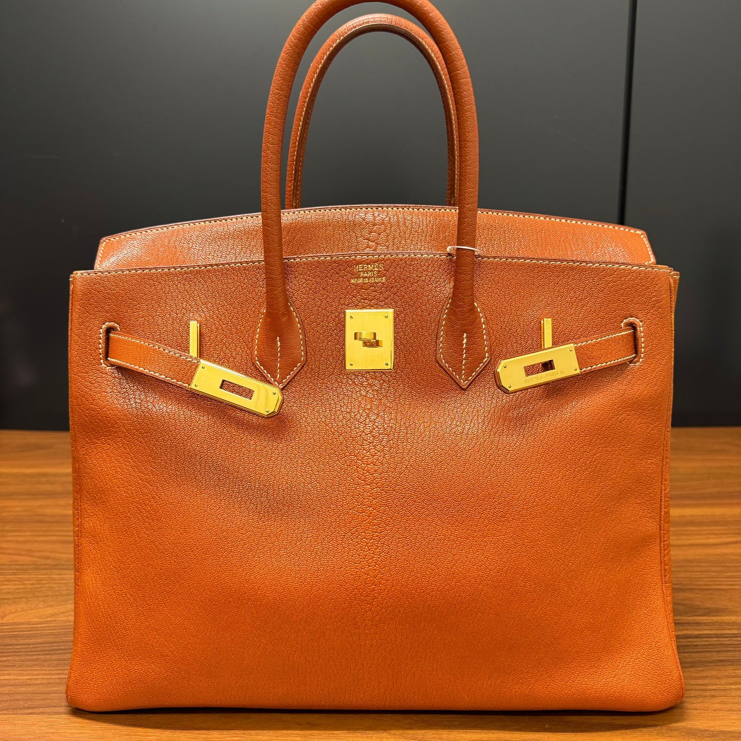 Sac Hermès Birkin 35 en cuir Fjord