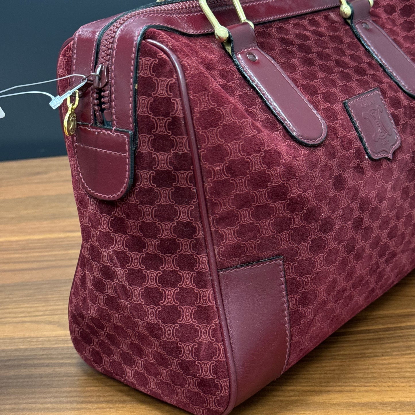 Sac Céline Boston en veau velours bordeaux