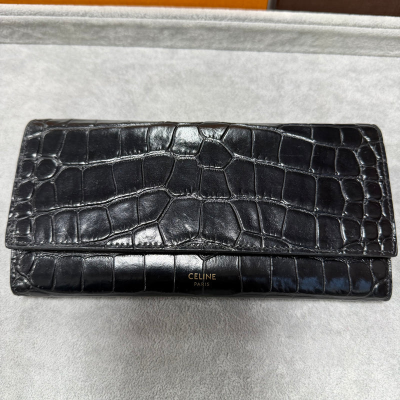 Céline Portefeuille embossé croco
