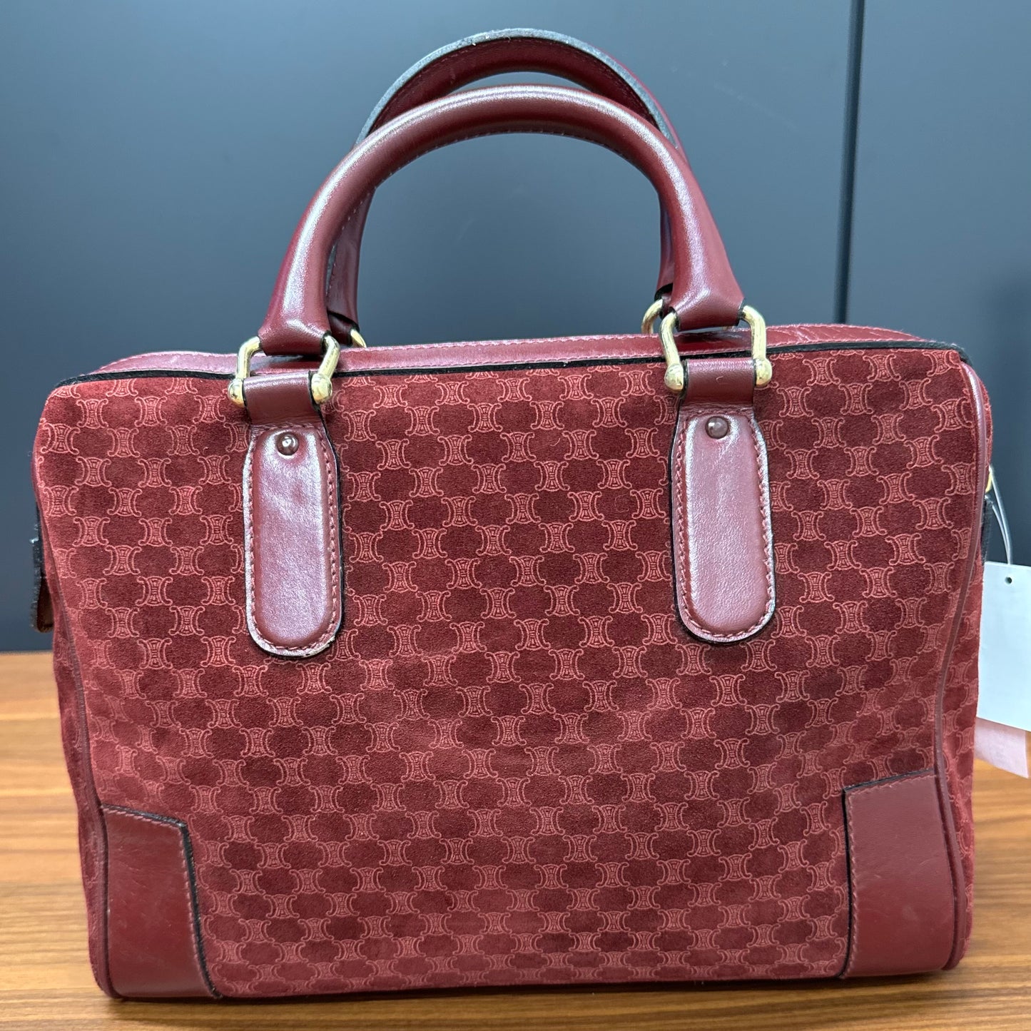 Sac Céline Boston en veau velours bordeaux