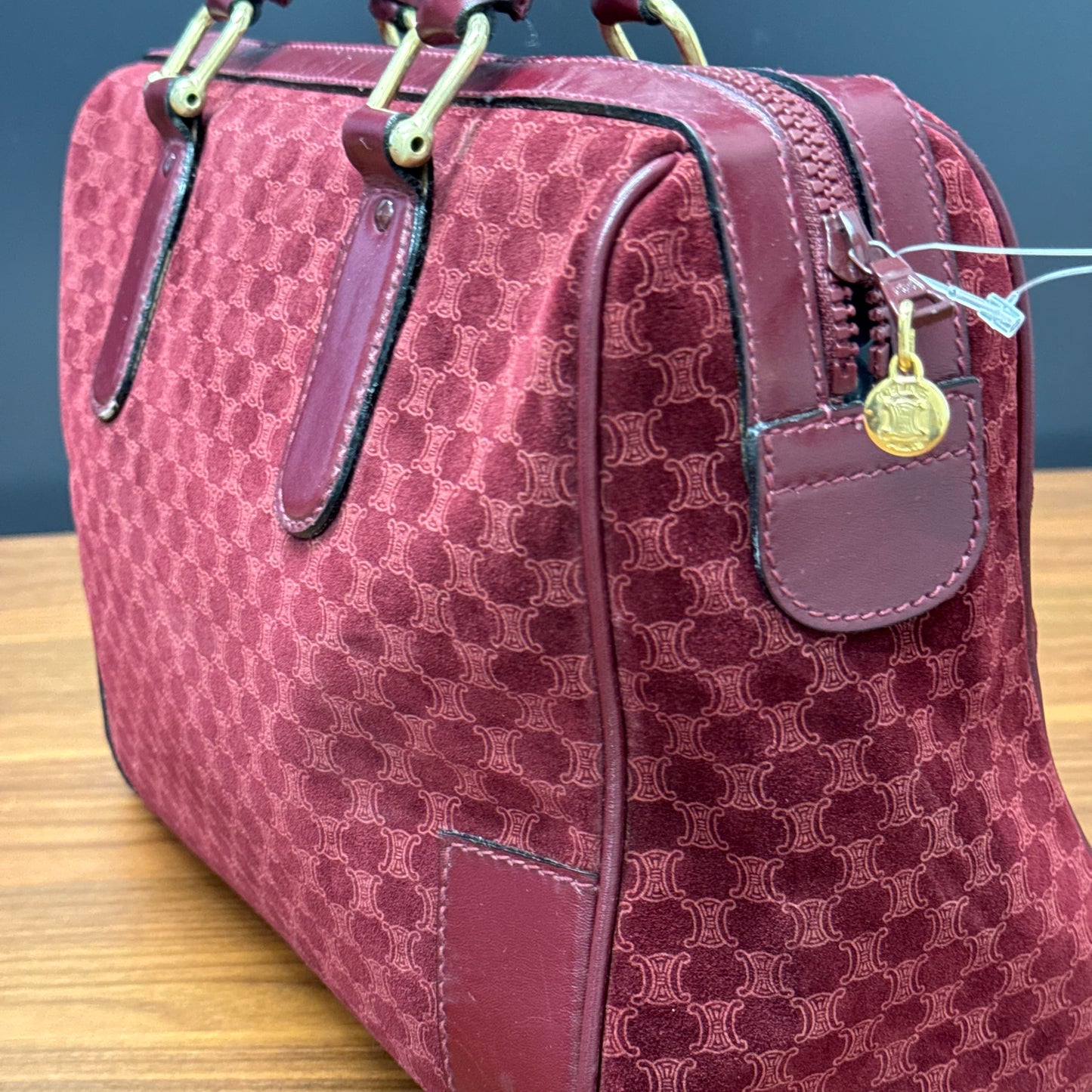 Sac Céline Boston en veau velours bordeaux