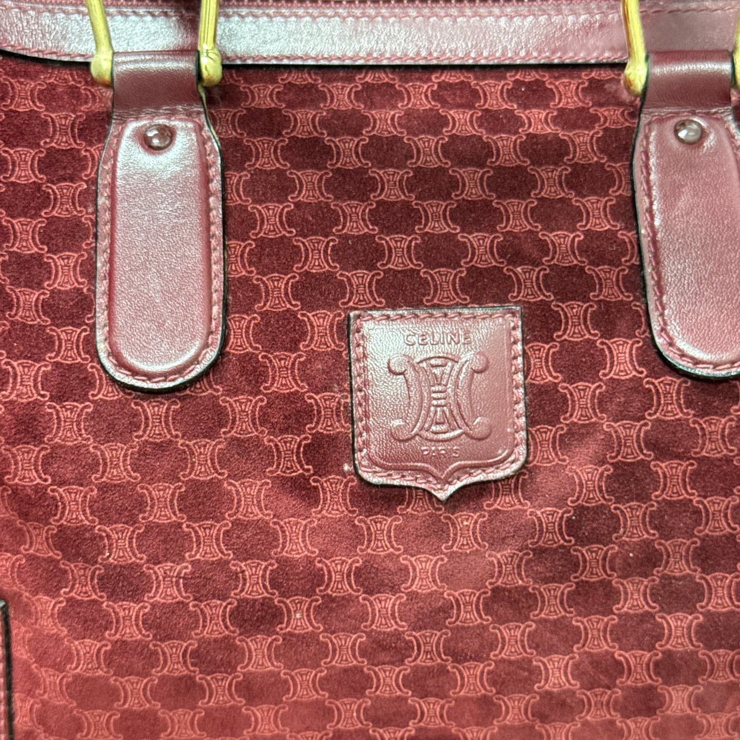 Sac Céline Boston en veau velours bordeaux