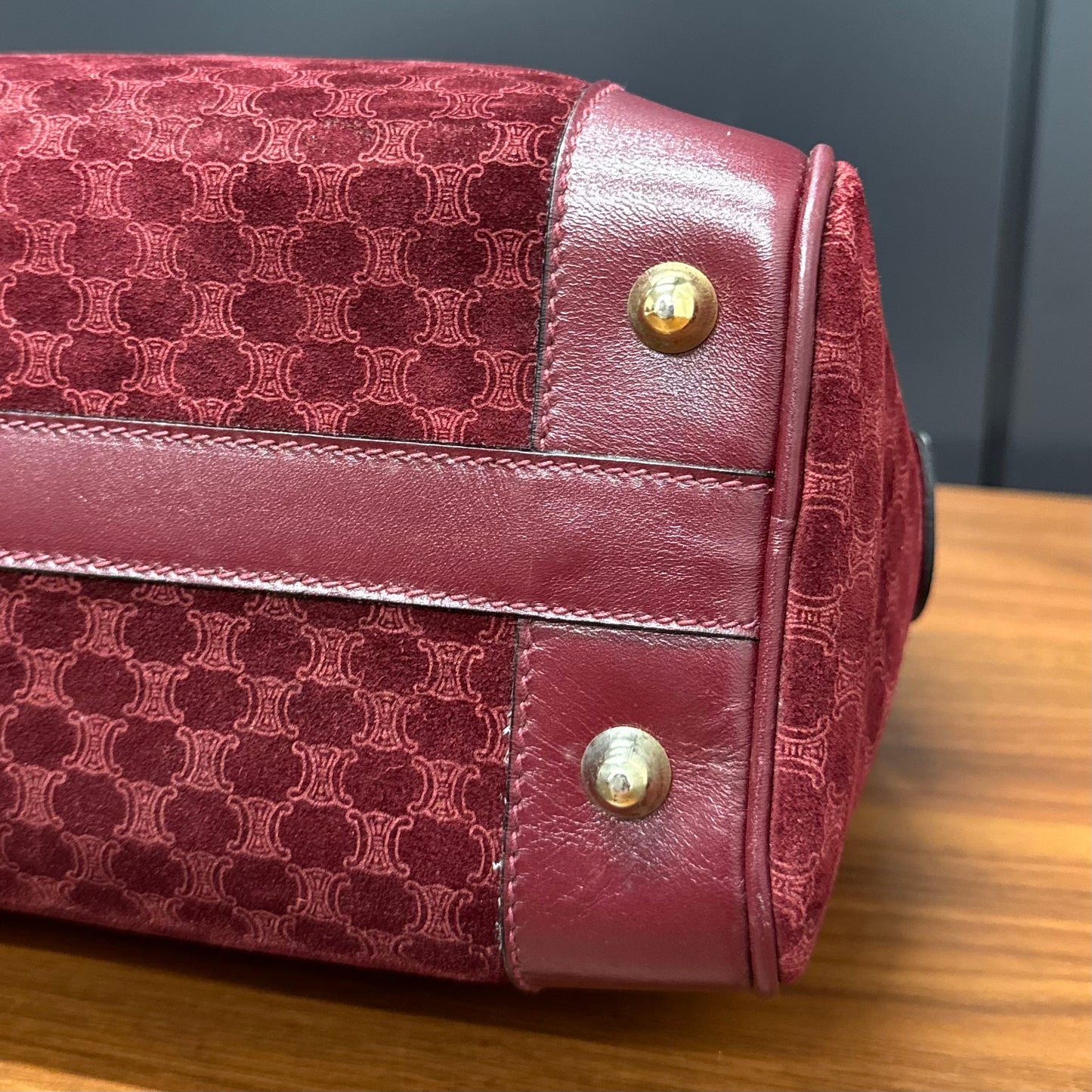 Sac Céline Boston en veau velours bordeaux