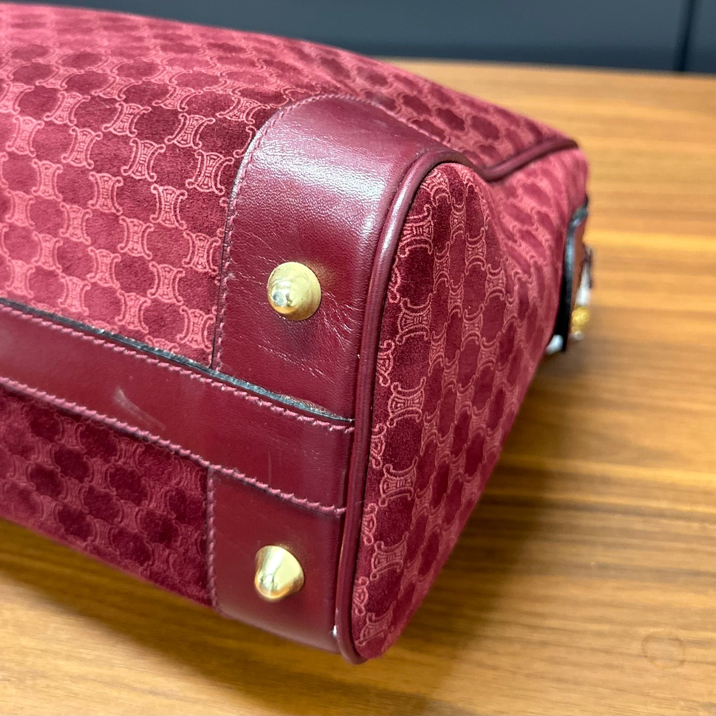 Sac Céline Boston en veau velours bordeaux