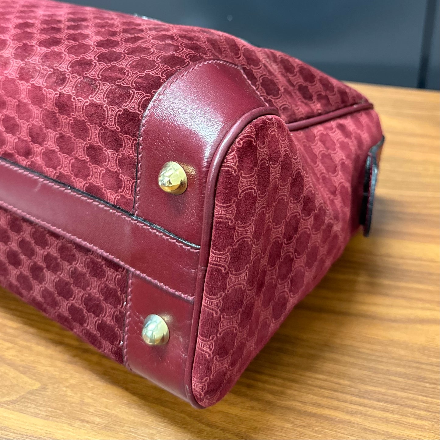 Sac Céline Boston en veau velours bordeaux