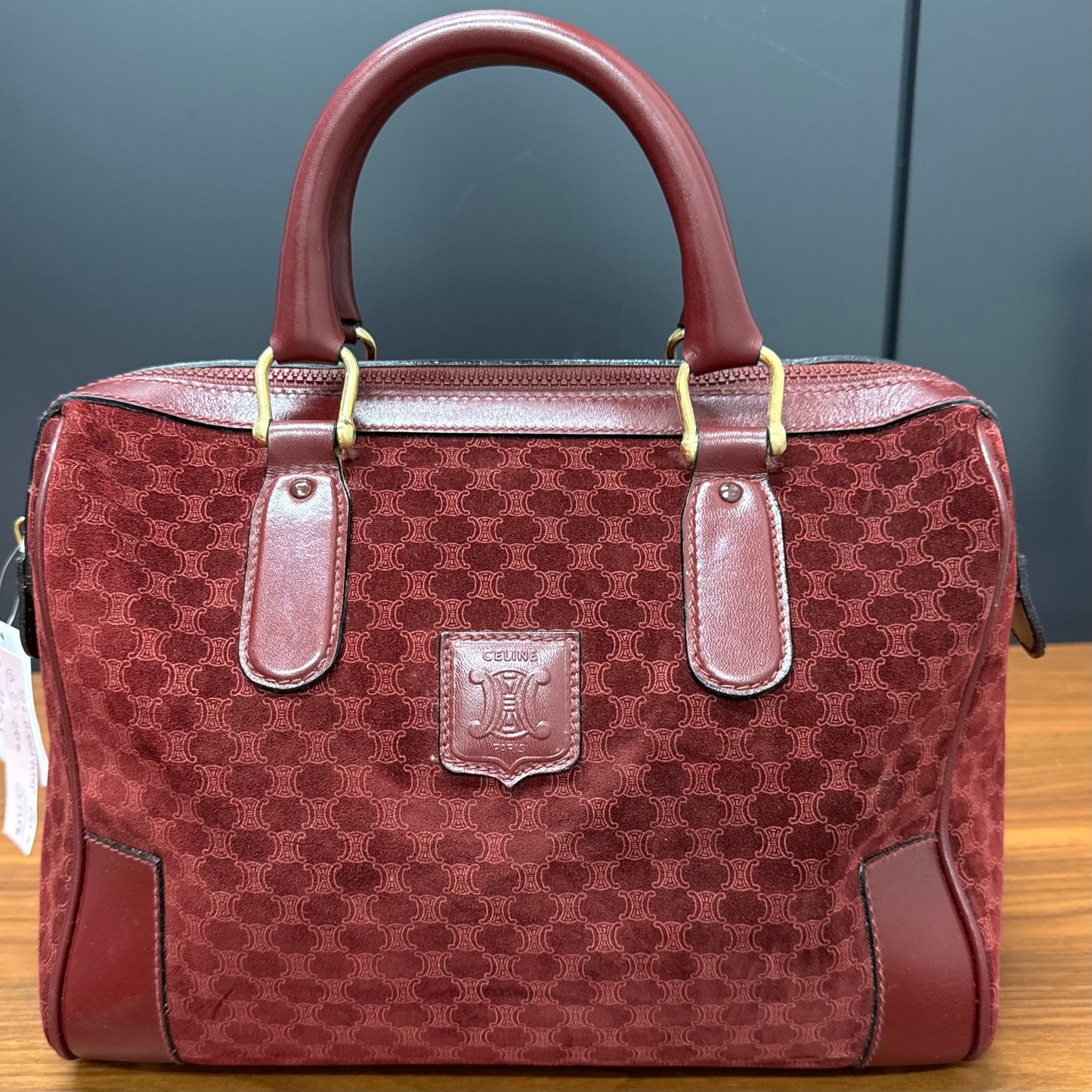 Sac Céline Boston en veau velours bordeaux