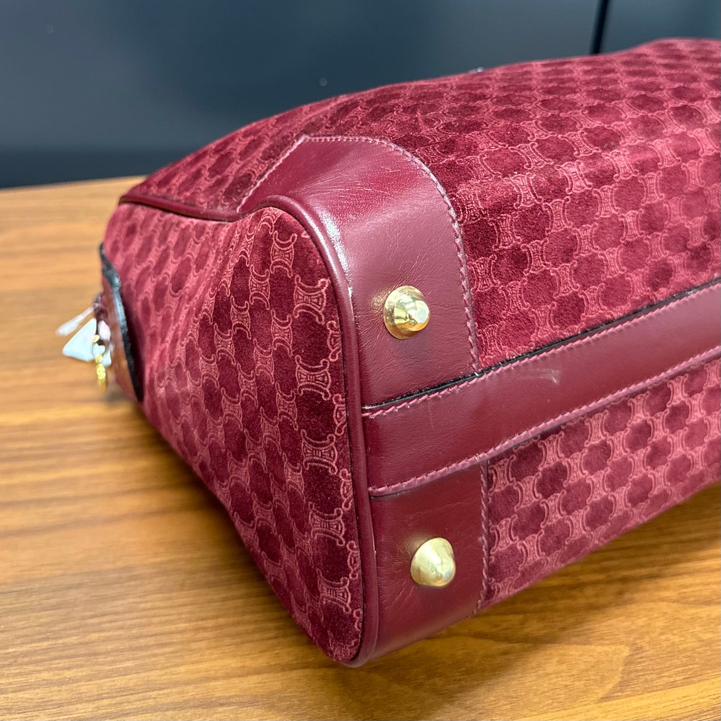 Sac Céline Boston en veau velours bordeaux