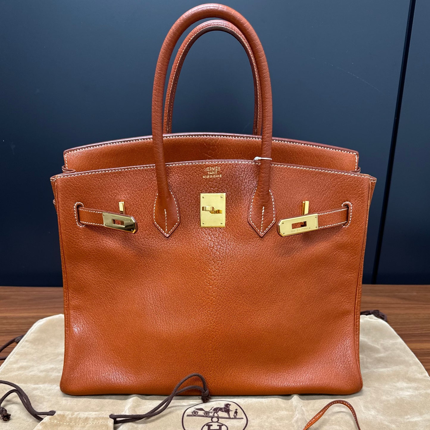 Sac Hermès Birkin 35 en cuir Fjord