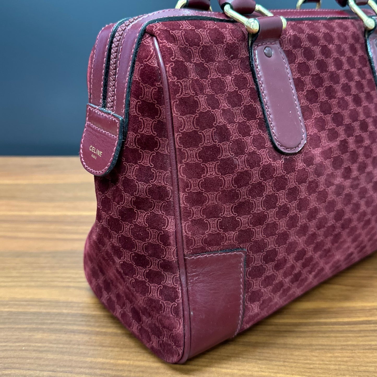 Sac Céline Boston en veau velours bordeaux