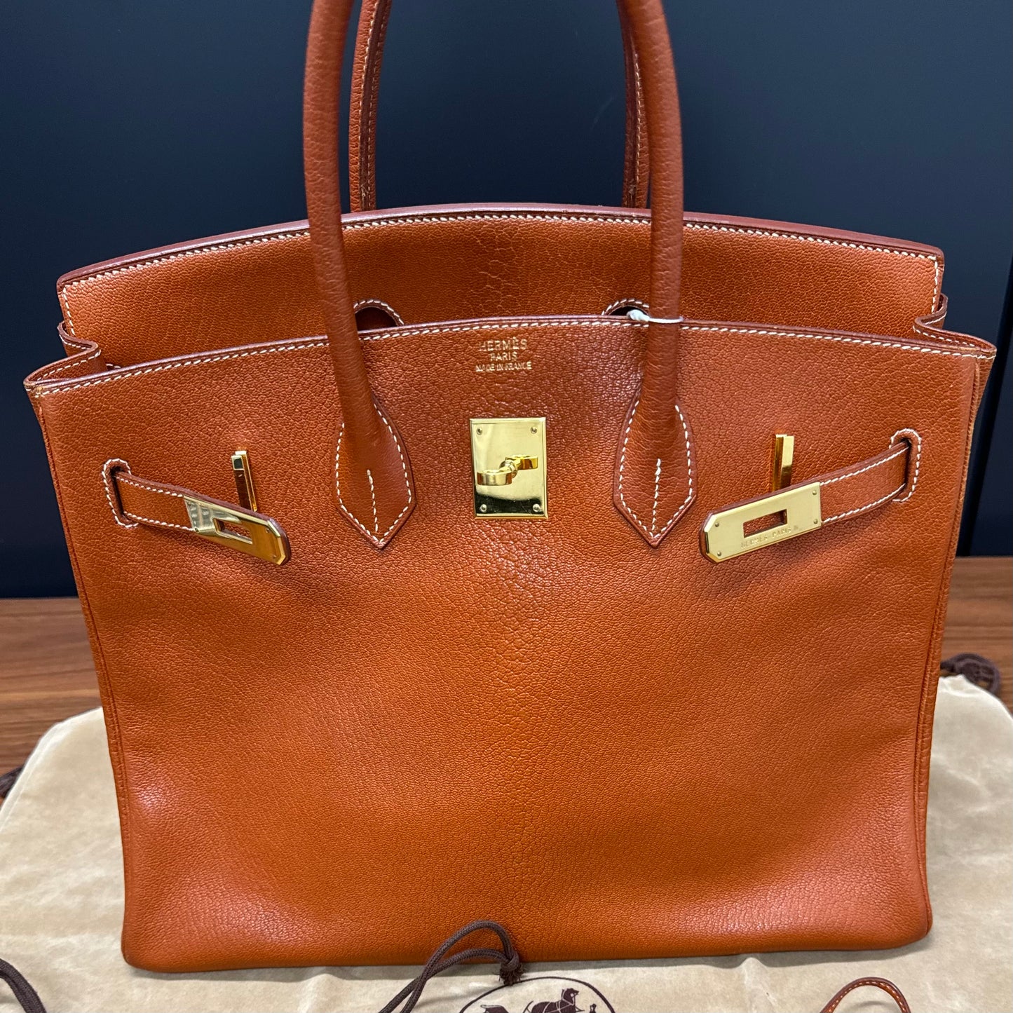 Sac Hermès Birkin 35 en cuir Fjord