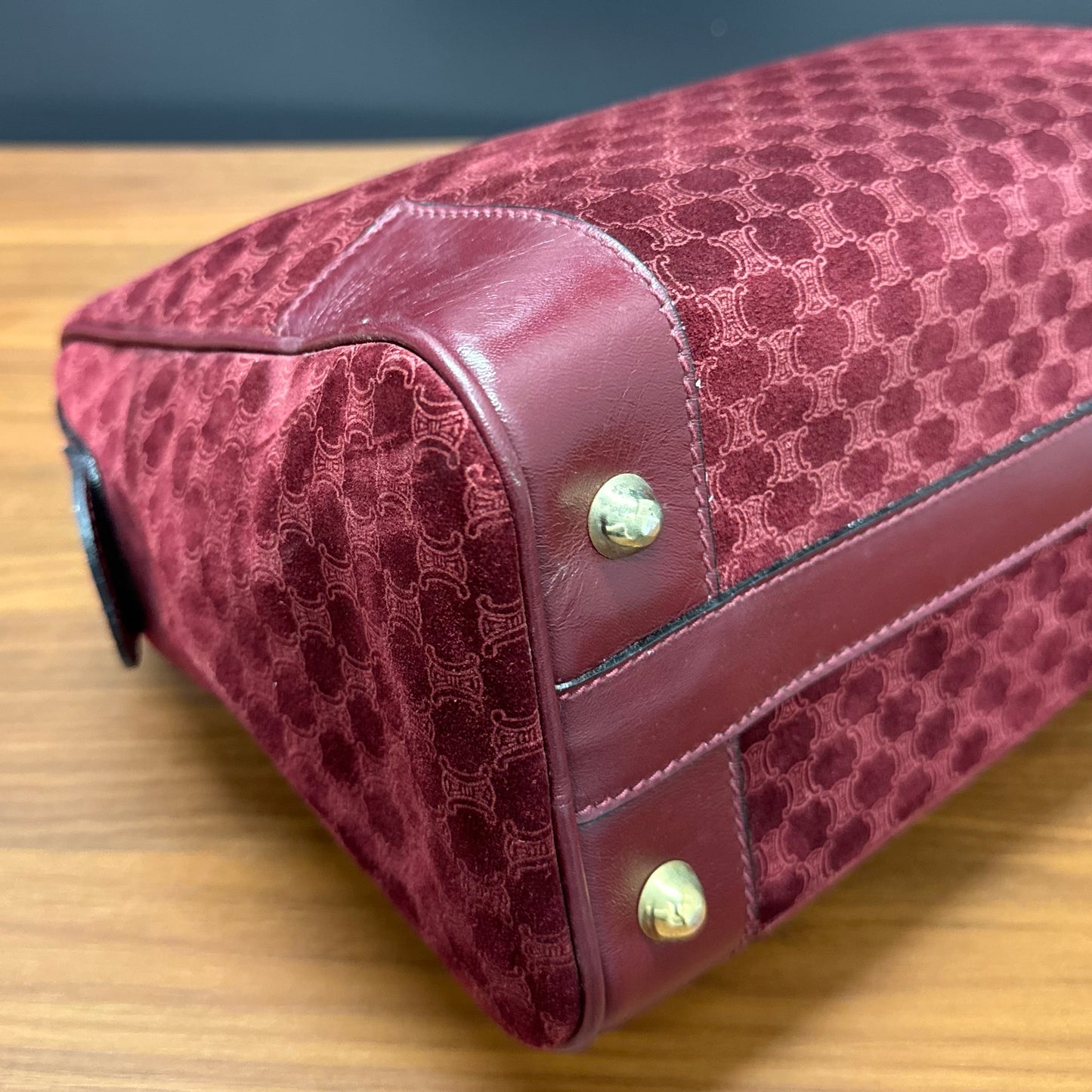 Sac Céline Boston en veau velours bordeaux