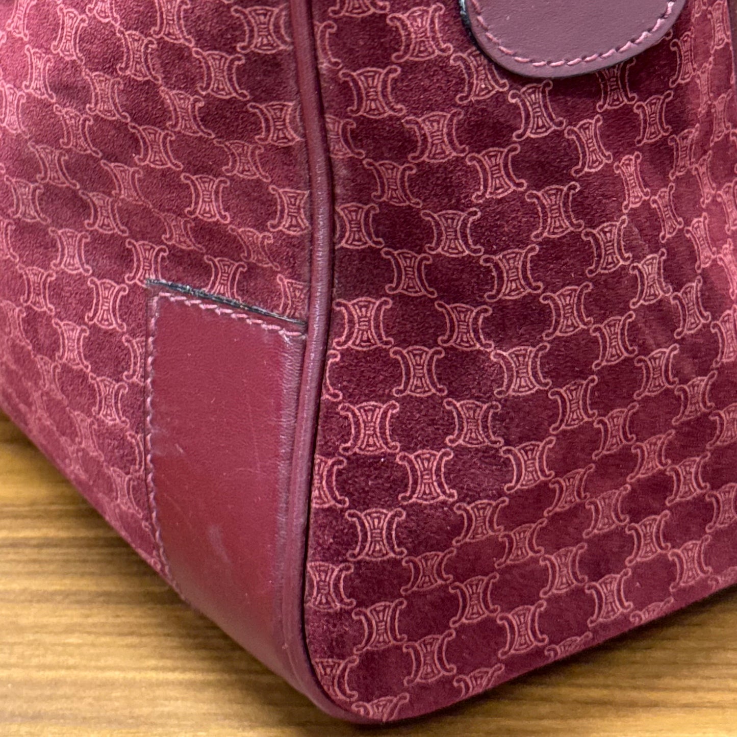 Sac Céline Boston en veau velours bordeaux