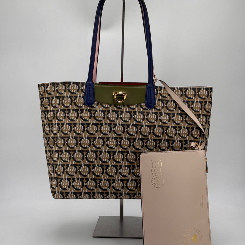 Salvatore Ferragamo grand shopping en toile enduite et cuir