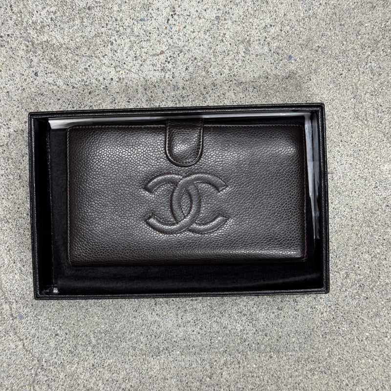 Chanel portefeuille caviar brun