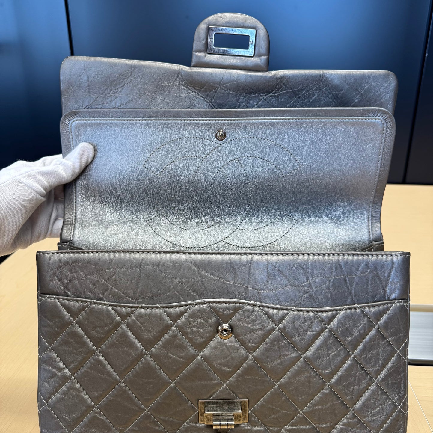 Chanel 2.55 Gris argent GM