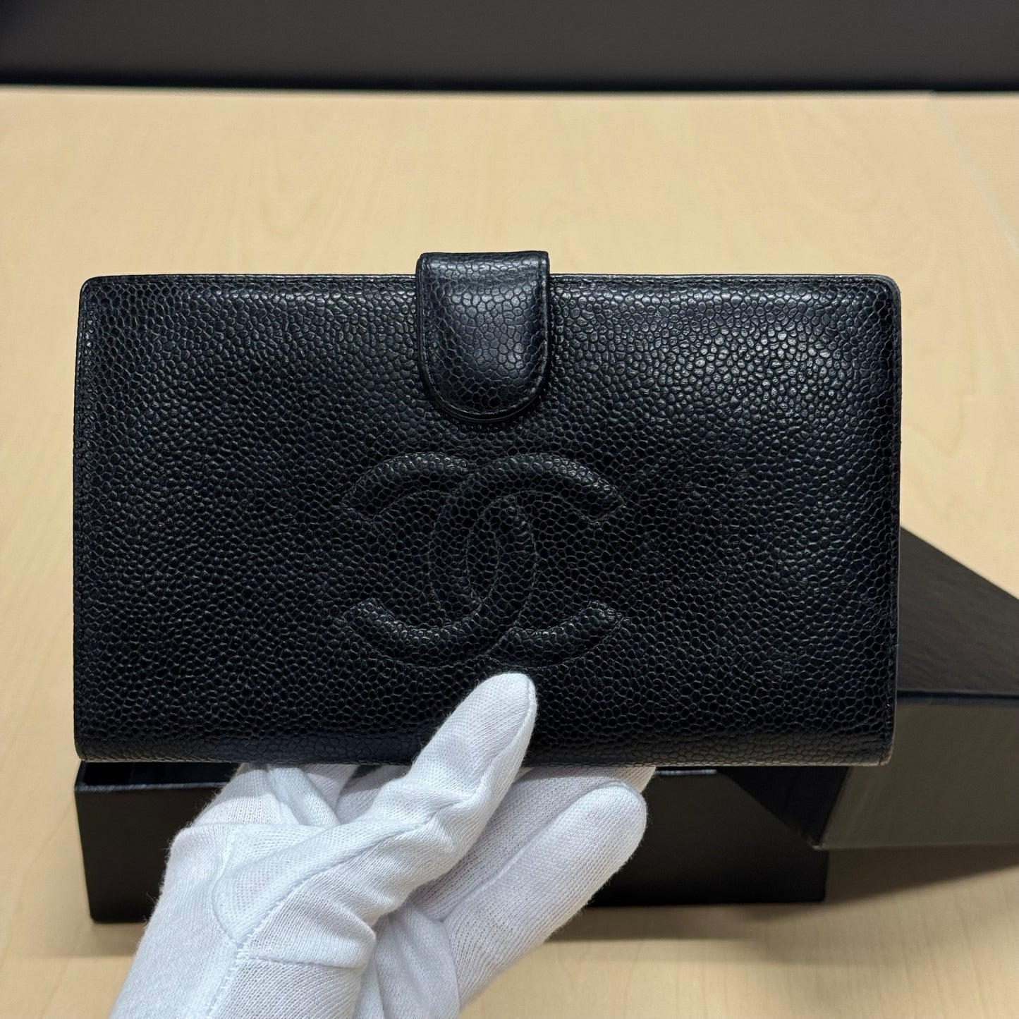 Chanel Portefeuille Long cuir grainé