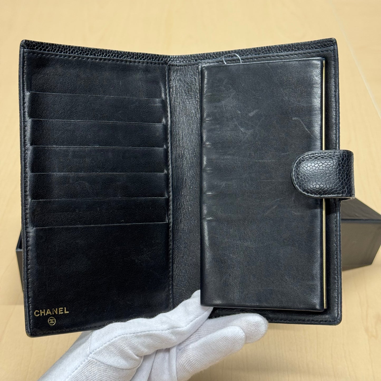 Chanel Portefeuille Long cuir grainé