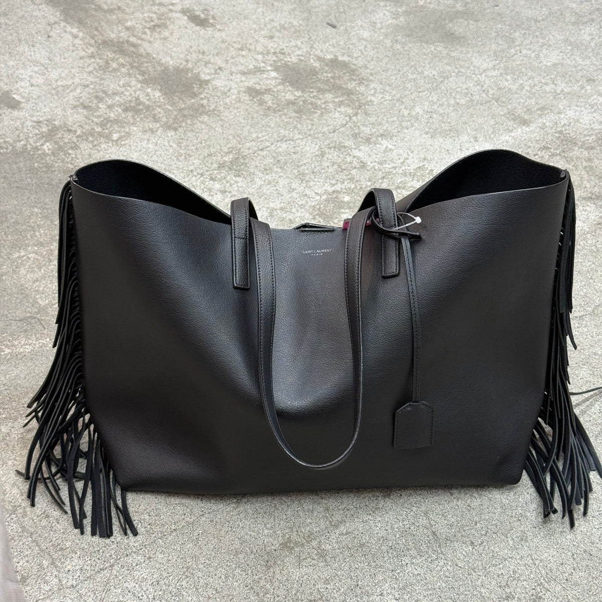Yves Saint Laurent Fringe en cuir de veau grainé
