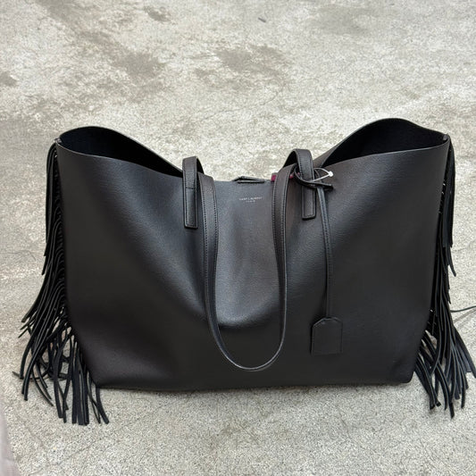 Yves Saint Laurent Fringe en cuir de veau grainé