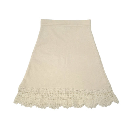 CHANEL KNITTING LACE CARDIGAN SKIRT SET IVORY CASHMERE 36 06C RTW