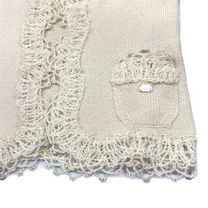 CHANEL KNITTING LACE CARDIGAN SKIRT SET IVORY CASHMERE 36 06C RTW