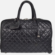Chanel Black Calfskin Paris NY Carry-On Rolling Luggage