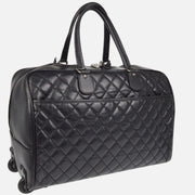 Chanel Black Calfskin Paris NY Carry-On Rolling Luggage