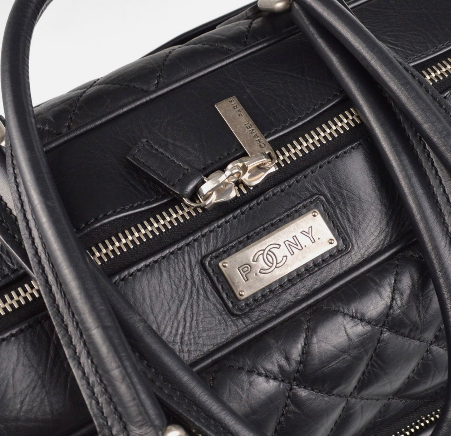 Chanel Black Calfskin Paris NY Carry-On Rolling Luggage
