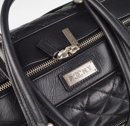 Chanel Black Calfskin Paris NY Carry-On Rolling Luggage