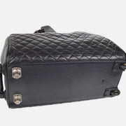Chanel Black Calfskin Paris NY Carry-On Rolling Luggage