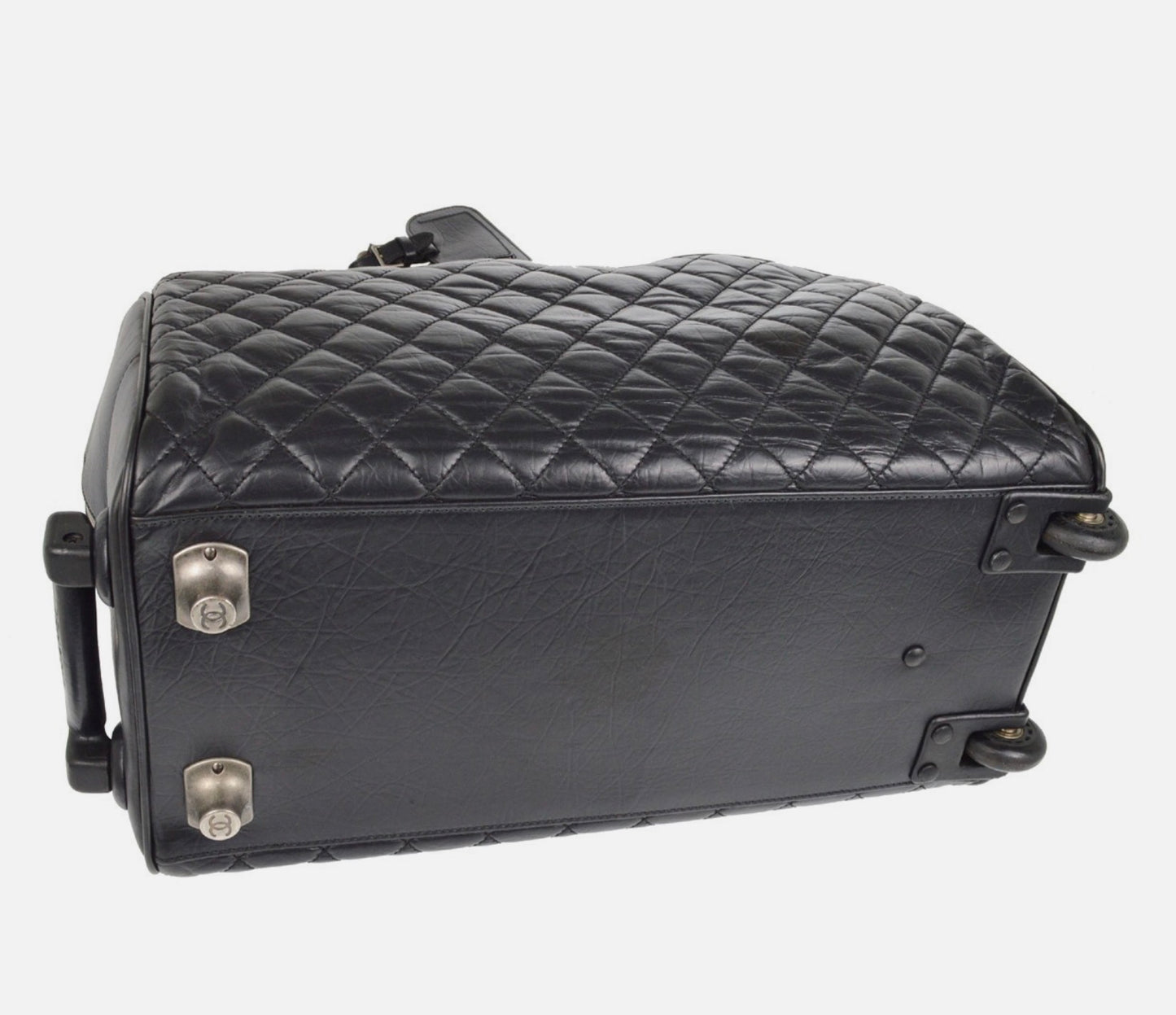 Chanel Black Calfskin Paris NY Carry-On Rolling Luggage
