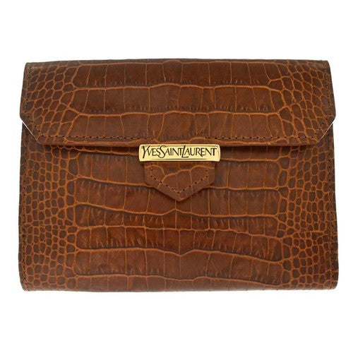 Yves Saint Laurent Portefeuille en cuir de veau embossé croco